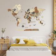 Carte du monde 3D en Bois Multicolore Taille M 70x100 cm Creatif Wood