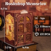 Kit Maquette Book Nook Bookshop Memories 17x12x10 cm Librairie 3D avec Vitre anti-poussière Cutebee
