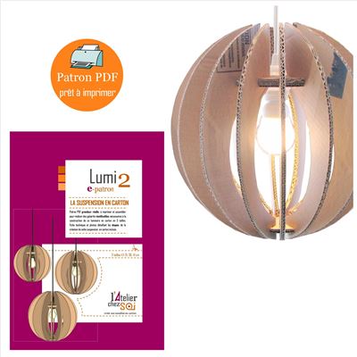 E-Patron PDF luminaire en carton ondulé - Suspension Boule Lumi2 en 3 tailles