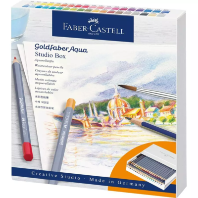 Crayons de couleur Aquarellables Goldfaber Studio Box 38 couleurs Pinceau Faber Castell