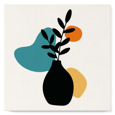 Mini-Peinture par numéros Plante Vase Touches Couleur Tableau 20x20 avec Cadre Figure d'Art