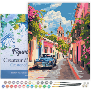 Peinture par numéros Voiture bleue à Mexico Tableau 40x50 cm Figure d'Art