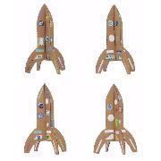 Kit créatif 4 fusées en carton à construire avec stickers
