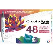Marqueurs Acrylique Graph'It Go 48 couleurs Double-Pointe Sans amorçage