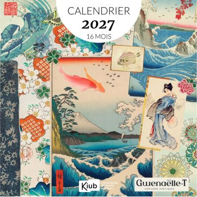 Calendrier mural 2027 Japon 12 illustrations Gwenaëlle Trolez 16 mois 30X30 cm Kiub