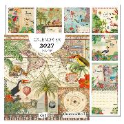 Calendrier mural 2027 Mappe Monde 12 illustrations Gwenaëlle Trolez 16 mois 30X30 cm Kiub
