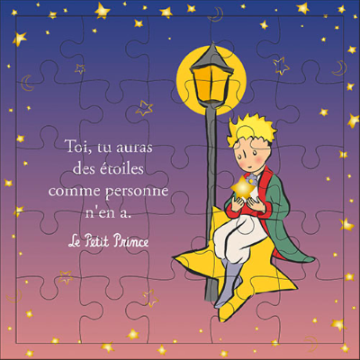 Carte Puzzle Le Petit Prince 25 pièces Lampadaire avec Carte et Enveloppe 17x17 cm Kiub