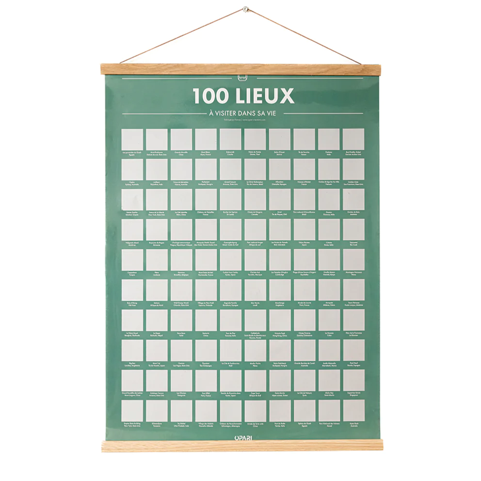 Poster à Gratter 100 Lieux à Visiter dans sa Vie