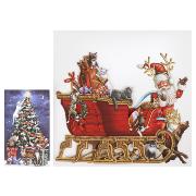Carte Noël 3D Traineau Rouge du Père-Noël 16x16 Décor en relief avec enveloppe