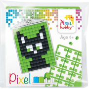 Kit Porte-Clés en Pixels Chat Noir à créer 3 x 4 cm Pixel Hobby