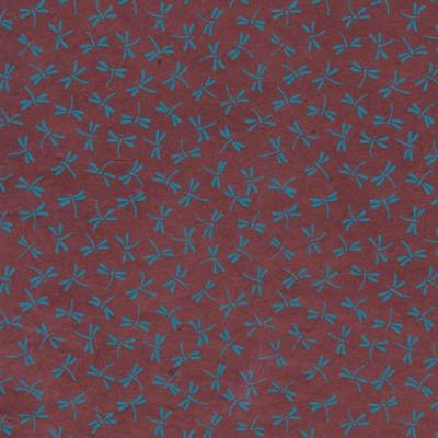 Papier népalais Libellule Marron Motif Bleu 50x75 cm