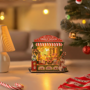 Kit Maquette Bois Univers miniature magasin de  Bonbons Noël 11x16x17 cm DS043 Rolife