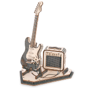 Maquette Bois Musique Guitare Electrique 22 cm Puzzle 3D de 140 pièces TG605K Rolife