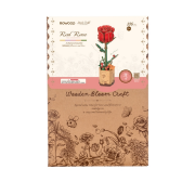 Maquette Bois Pot de Fleurs Rose Rouge Puzzle 3D de 106 pièces TW042 Rolife