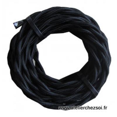 Cable électrique torsadé tissu noir 3 mètres