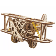 Ugears Maquette Bois Avion Bi-plan 15cm Puzzle 3D Mécanique 84 pièces