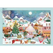 Calendrier de l'Avent Puzzle Village de Noël puzzle 1008 pièces 68x48cm 24 cases 42 pièces Wilson Jeux