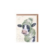 Carte miniature Hiver Vache Bonnet 9x7 cm Wrendale