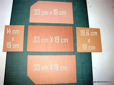Tuto DIY Casier en carton - dimensions des pièces