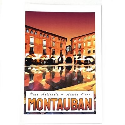 Carte postale Montauban Place Nationale et Miroir d'eau 10x15cm Collection 1 Hélidée