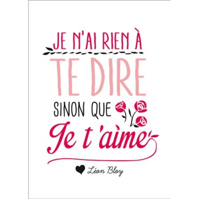 Carte postale Rien à te dire sinon que je t'aime 15x21 cm Kiub