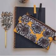 Trousse plate Fleur jaune et Noir 11x22cm ArteBene