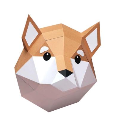 Kit de pliage Trophée Origami Chiot Shiba Inu Roux à fabriquer 26x20x25 cm