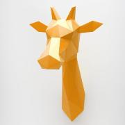 Kit de pliage Papercraft Trophée Origami Girafe Orange à fabriquer 65 x 38 cm