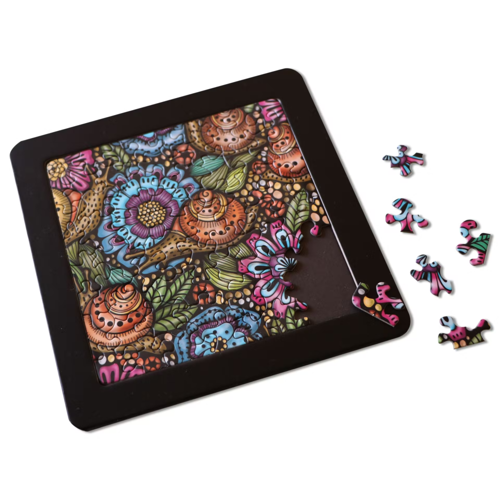 Plateau et Cadre noir pour Mini-Puzzle Q Support 16x16 cm Curiosi