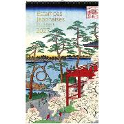Calendrier mural Luxe 2027 Estampes Japonaises 12 illustrations 12 mois Doré Or chaud 29X49 cm