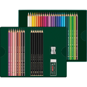 Set 32 Crayons de couleur Polychromos et 6 graphite Matt 2 accessoires Faber Castell
