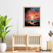 Peinture par numéros Couple Coucher de Soleil Toile tendue sur chassis 40x50 cm Figure d'Art