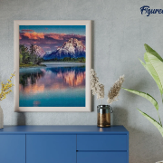 Broderie Diamant Paysage de Montagne et Lac Toile complète roulée 40x50 Diamants carrés Figure d'Art