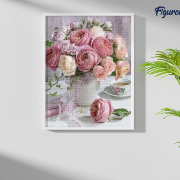 Broderie Diamant Bouquet de Roses Toile complète roulée 40x50 Diamants carrés Figure d'Art