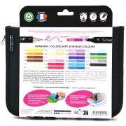 Feutres Graph'It 24 couleurs Manga Marqueurs à Alcool Double-Pointe Biseau et Fine