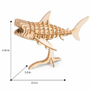 Maquette Bois 3 Animaux Mer Poisson Hippocampe Requin 16cm 3 Puzzles 3D 118 pièces
