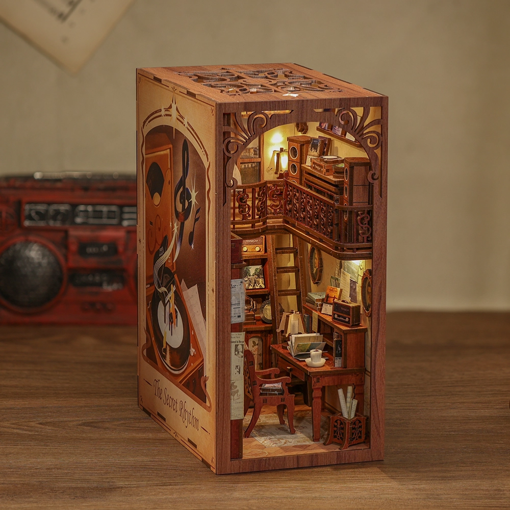 Puzzle 3D Bois Maquette DIY Livre Nook Maquette Kits pour Étagère
