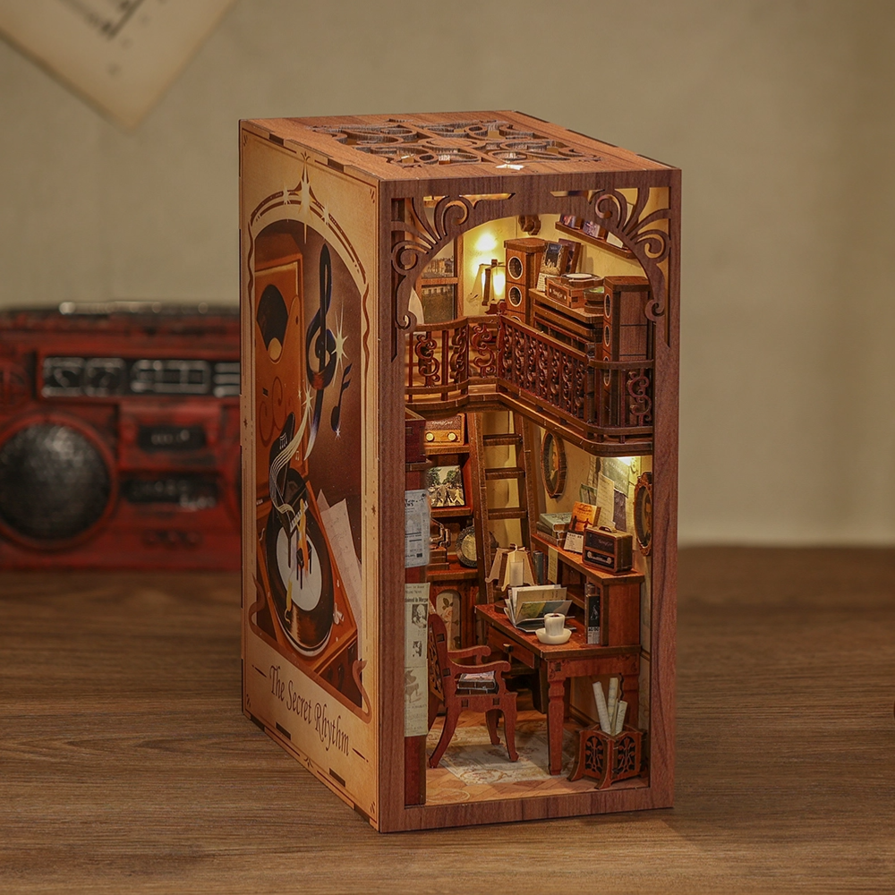 Kit Maquette Book Nook The Secret Rythm 18x11x23 cm HCB105 Musique Serre- livres 3D avec Vitre anti-poussière