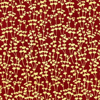 Papier népalais Euphorbes Precieux Or sur Rouge Carmin 50x75 cm Lamali