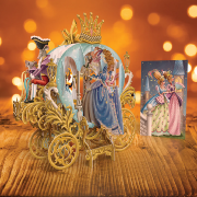 Carte 3D Cendrillon Carrosse Citrouille 16x16 Décor en relief avec enveloppe