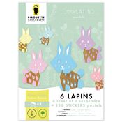 Kit créatif 6 lapins à fabriquer avec stickers pastels