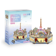 Kit Boîte à musique Paris Romantique 18 cm Puzzle 3D Bois mécanisme à manivelle 155 pièces Tonecheer