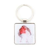 Porte-clés métal Oiseau Rouge-gorge 4x4 cm Wrendale