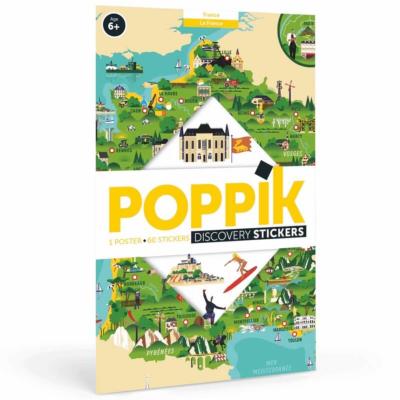 Poster Géant Découverte Carte de France 88 Stickers 6 ans+ Poppik