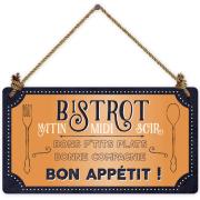 Pancarte Bistrot Bon Appétit 12x22cm Carton effet Métal