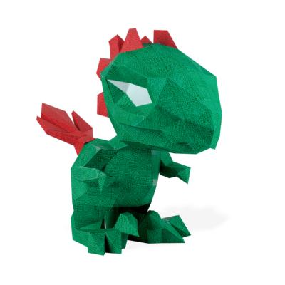 Kit de pliage Prédécoupé Petit Dinosaure Vert et Rouge 32x33x18 Agent Paper