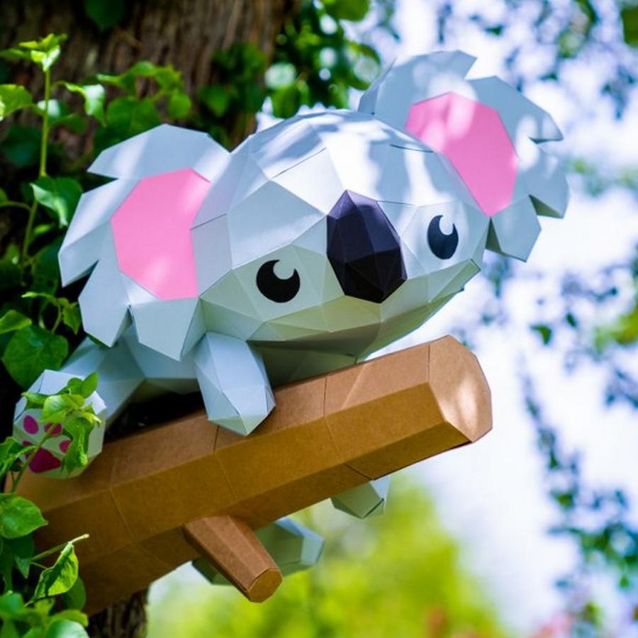 Koala sur branche en papier 3D - AgentPaper