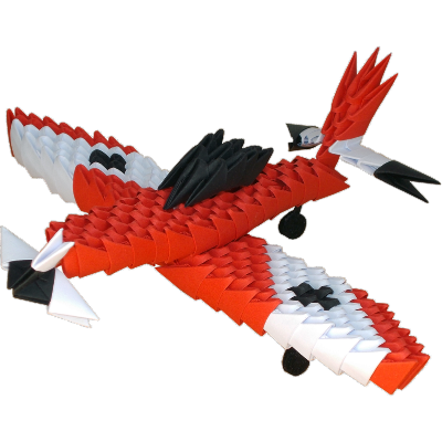 Kit pliage Origami 3D Avion rouge 15x17 cm 250 modules Modular Origami ATH Press