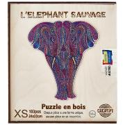 Puzzle en Bois Eléphant Sauvage 103 pièces 24x22 cm XS Creatif Wood