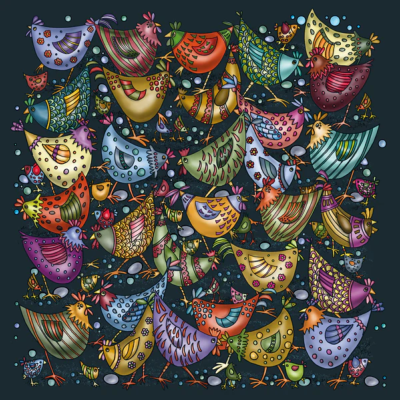 Puzzle Casse-tête Palapeli Poulettes 211 pièces uniques et Cadre 28x28 cm Curiosi
